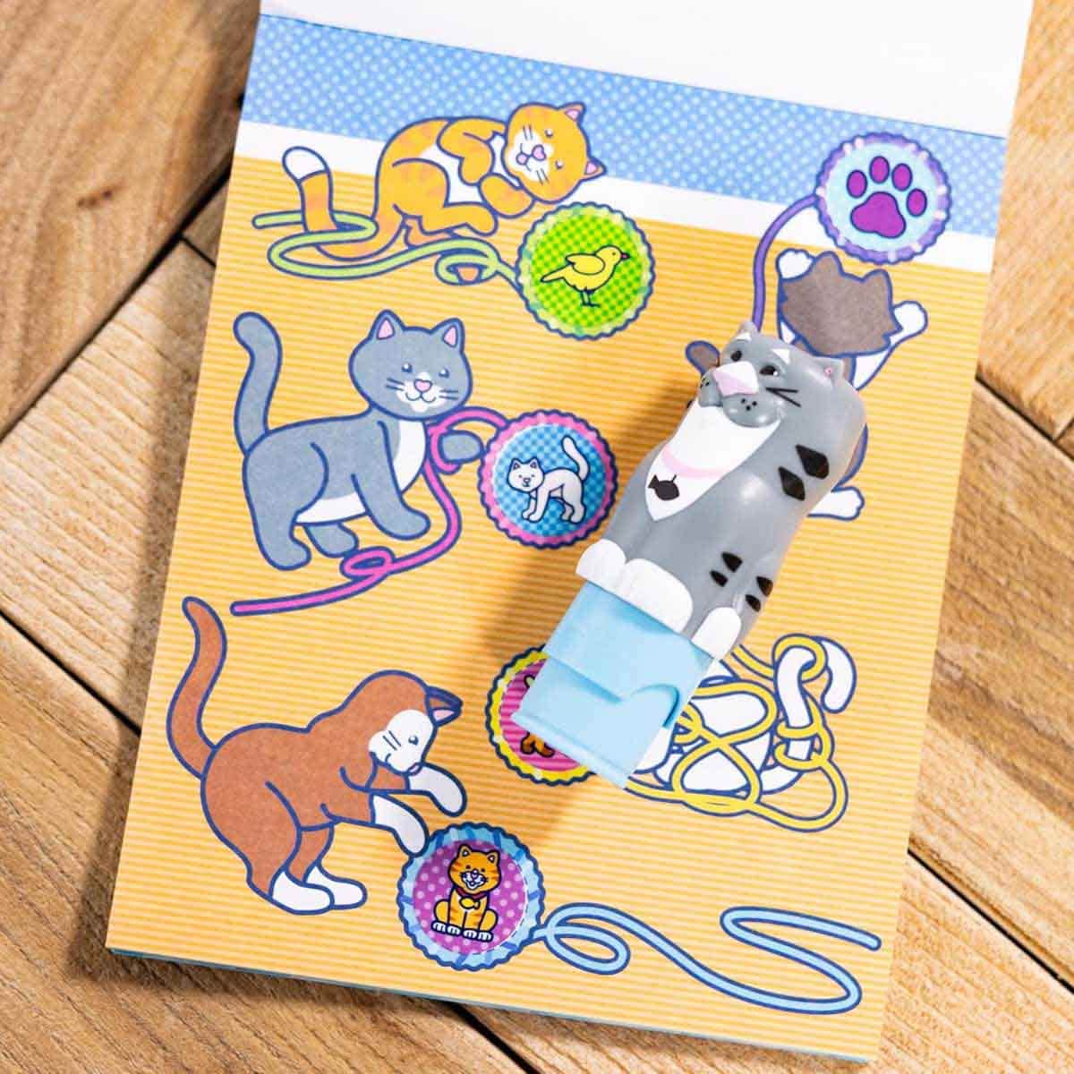 Melissa & Doug 24-Page Sticker Wow! Cat Activity Pad & Sticker Stamper Set Unisex, 3-4 Years