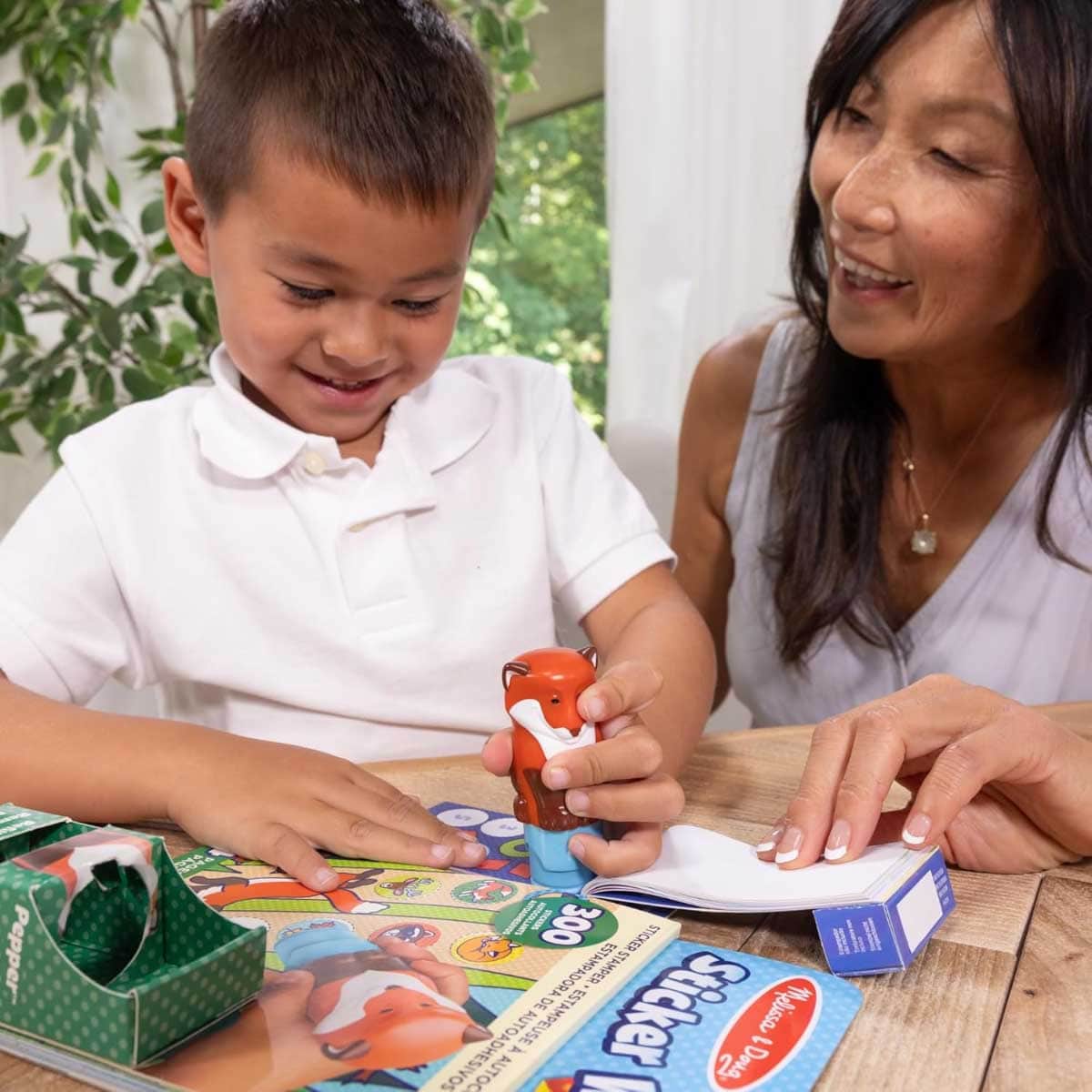 Melissa & Doug 24-Page Sticker Wow! Fox Bundle Activity Pad & Sticker Stamper Set Unisex, 3-4 Years