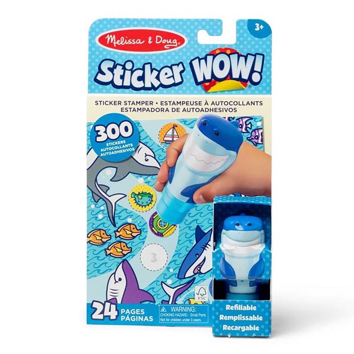Melissa & Doug 24-Page Sticker Wow! Shark Activity Pad & Sticker Stamper Set Unisex, 3-4 Years