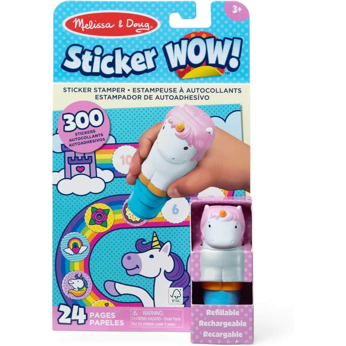 Melissa & Doug 24-Page Unicorn Sticker Wow! Activity Pad & Sticker Stamper Set Unisex, 3-4 Years