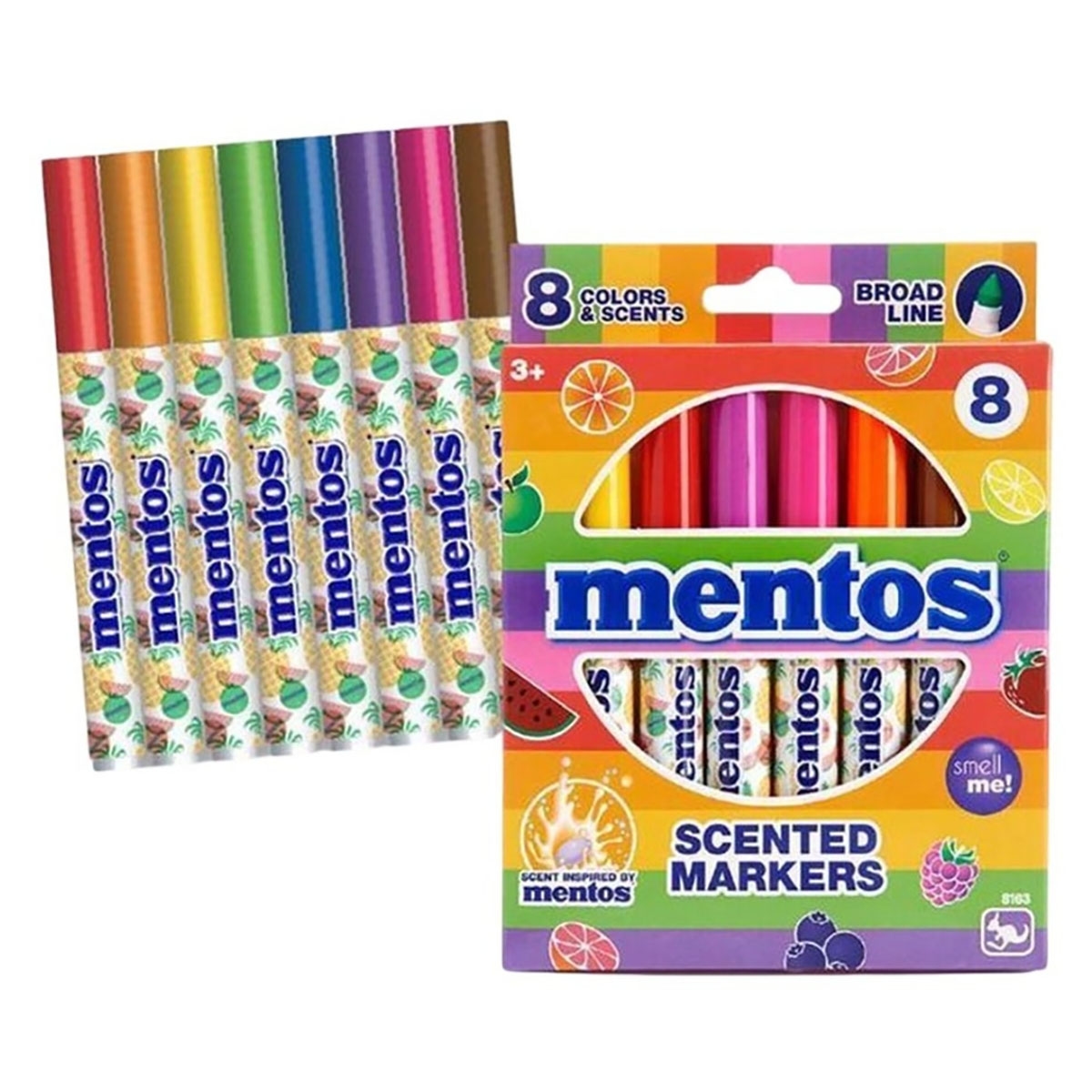 Mentos Scented Broadline Markers Unisex, 3-4 Years, Pack of 8
