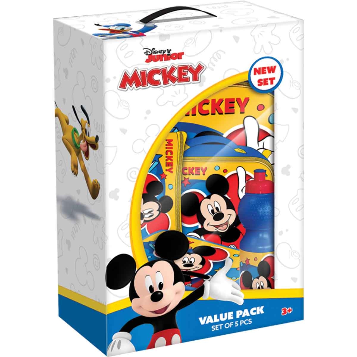 Disney Junior Mickey 5-in-1 16” Trolley Bag, Lunch Box, Bottle, Pencil Case & Lunch Bag Kit