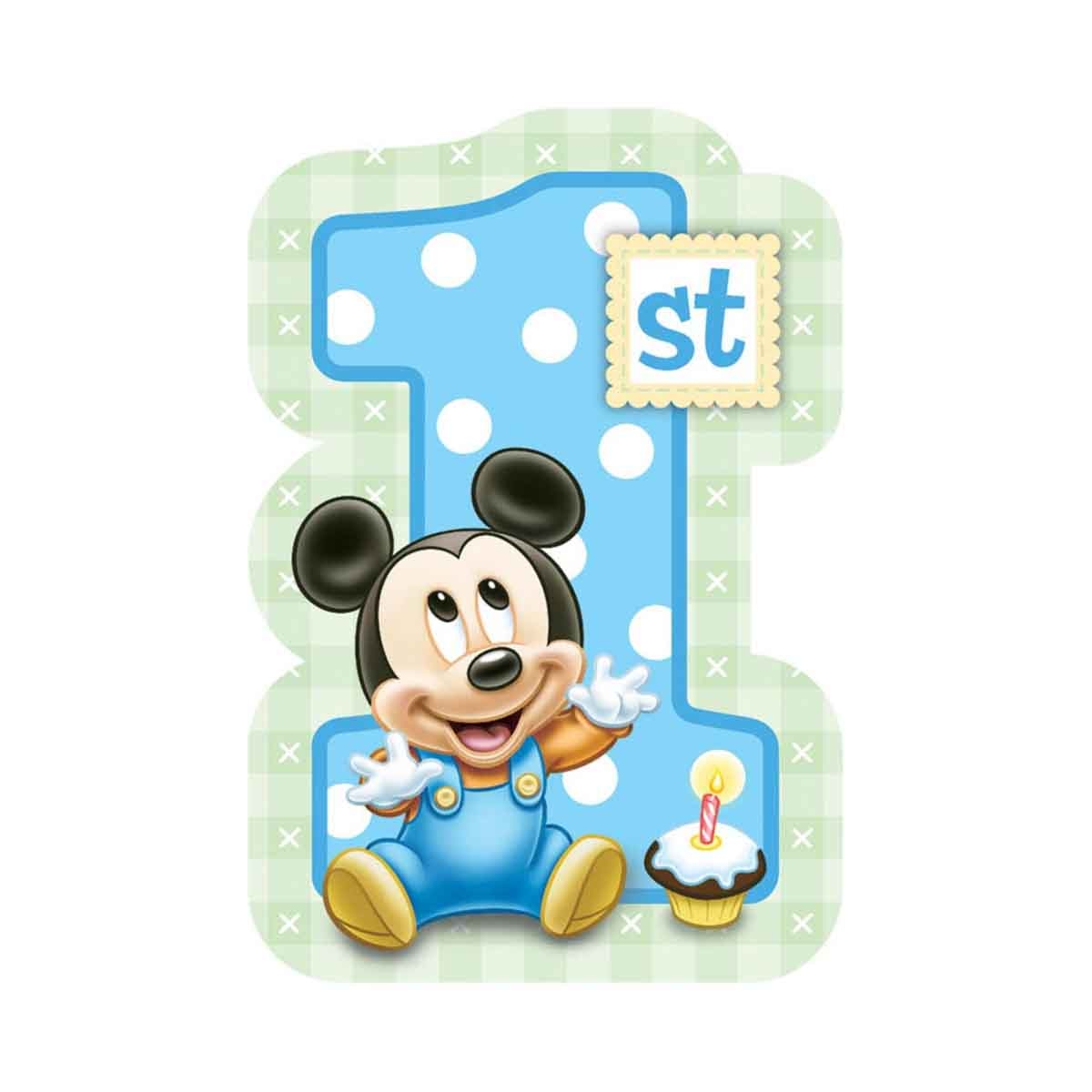 Mickey Mouse 8-Piece 1st Birthday Invitations Set