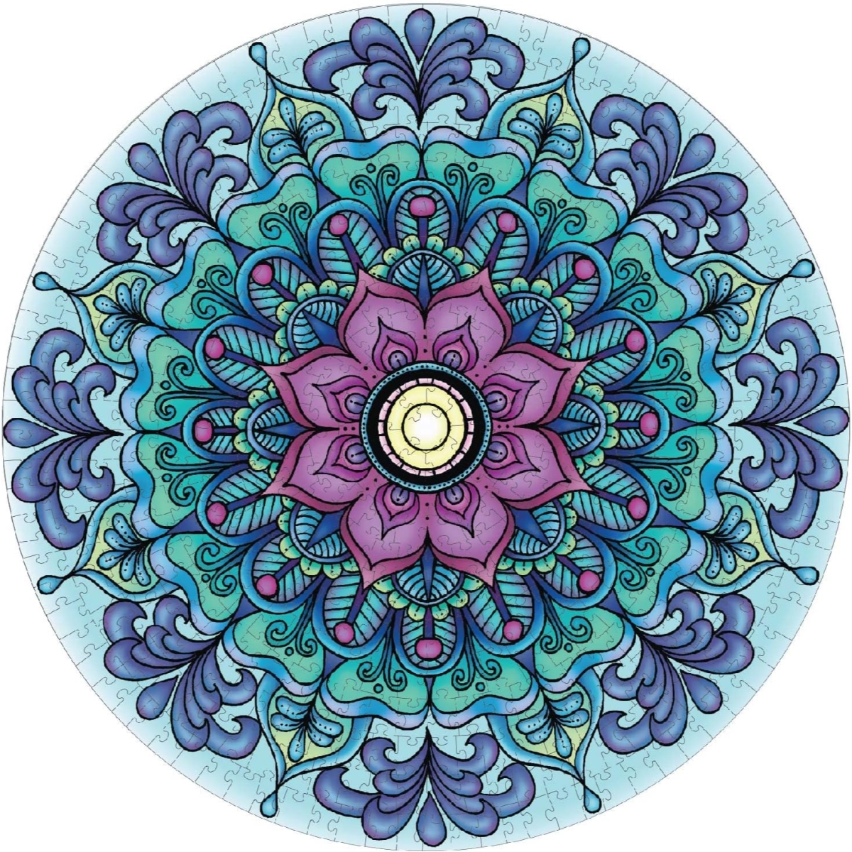Mindful Living Mindfulness Breathe Round Mandala Jigsaw Puzzle Unisex, 5-7 Years