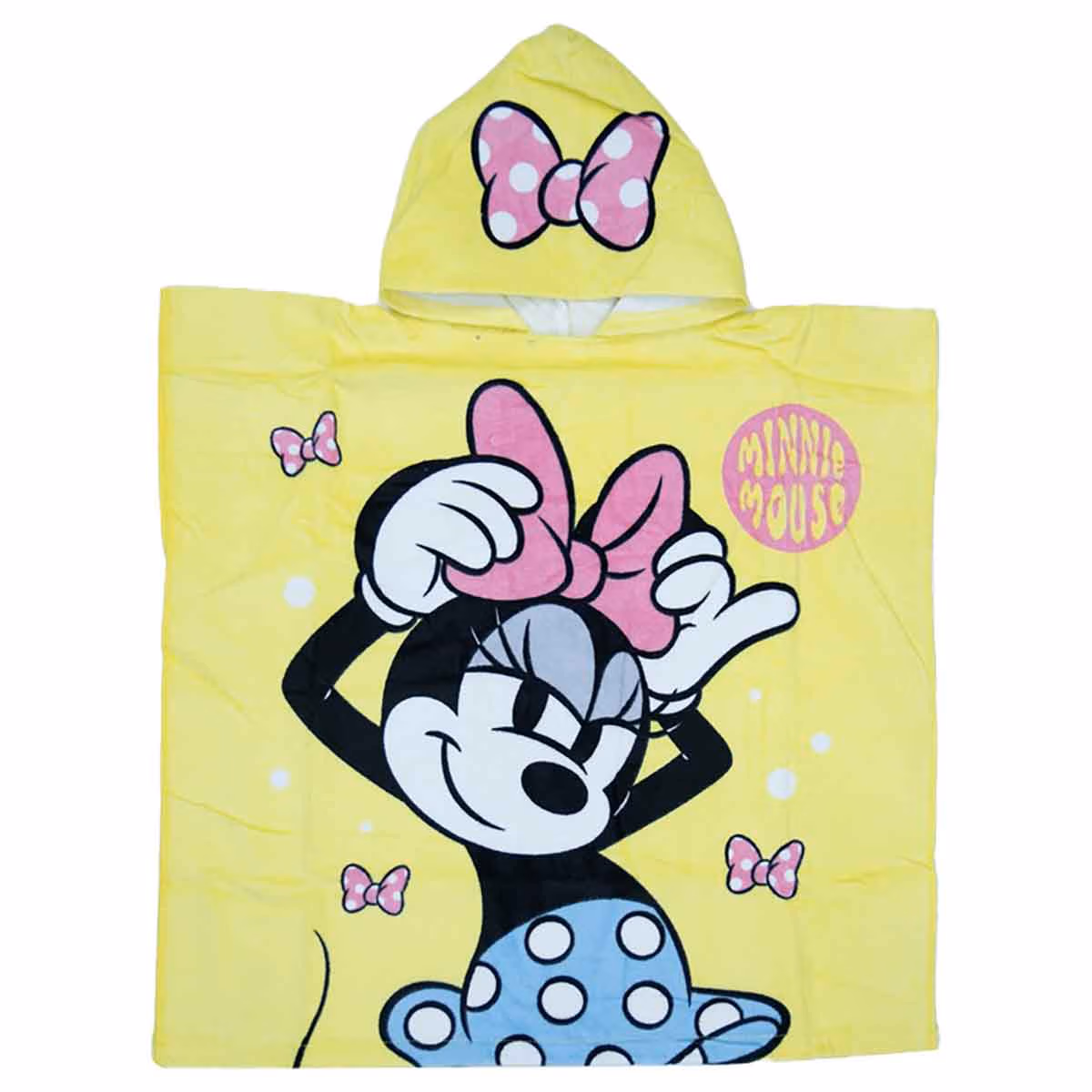 Minnie Yellow Soft & Cozy Poncho Kids Towel Girls, 3-4 Years