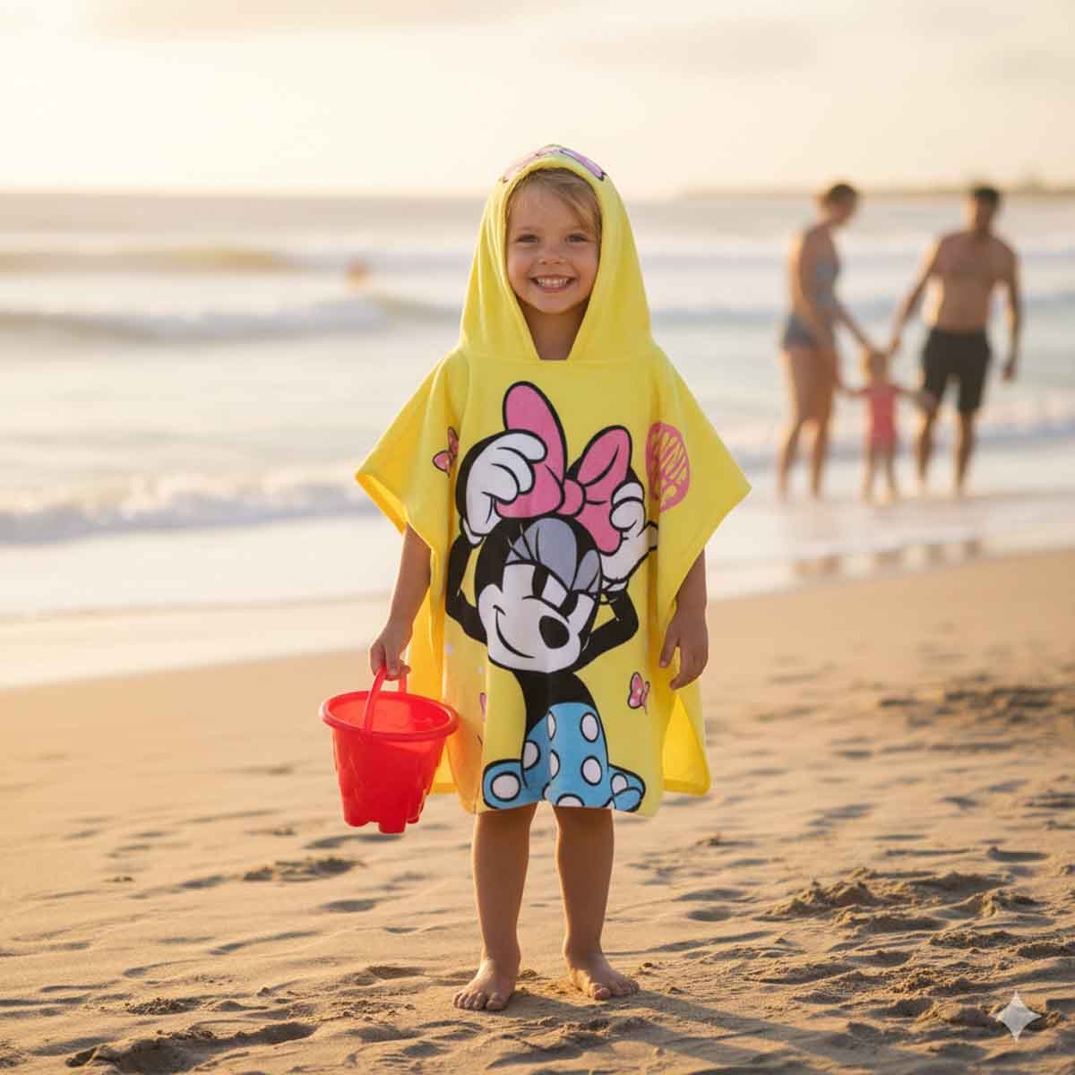 Minnie Yellow Soft & Cozy Poncho Kids Towel Girls, 3-4 Years