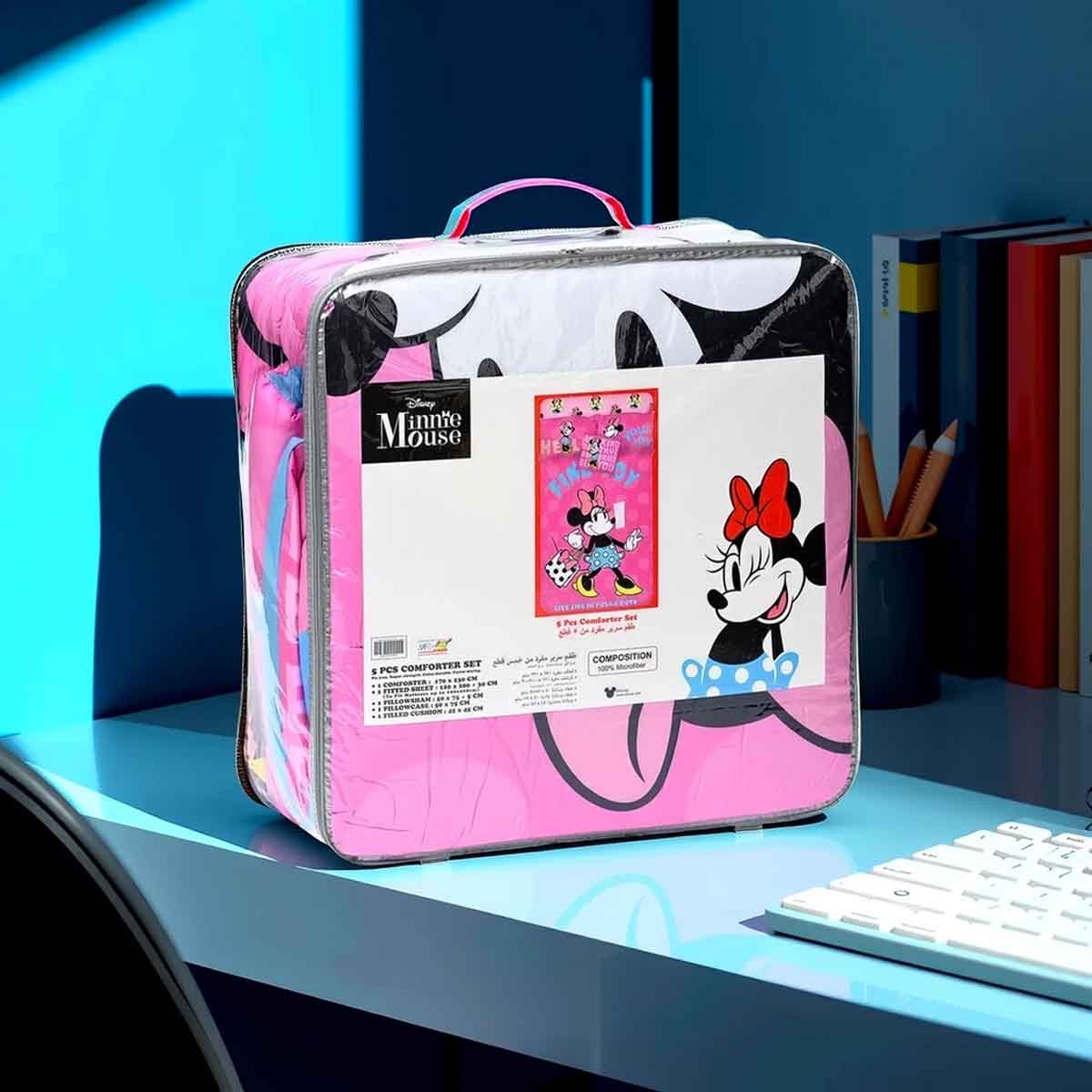 ميني ماوس طقم لحاف مكون من 5 قطع من ألياف دقيقة مفرشة مع غلاف بوليستر