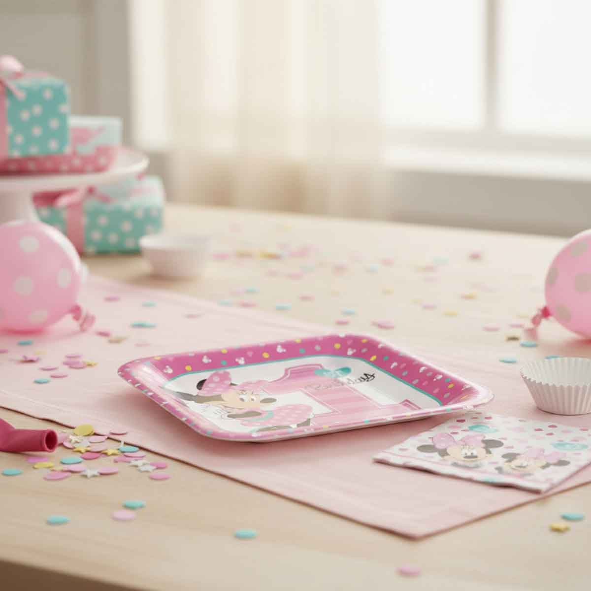 ميني ماوس مجموعة أطباق مربعة 7 انش عيد ميلاد أول