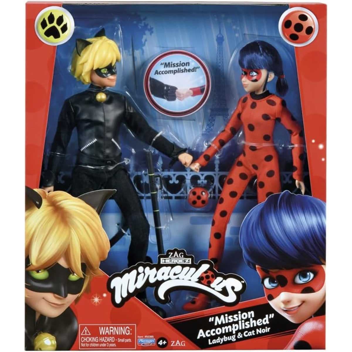 Miraculous 2-Piece Mission Accomplished Ladybug & Cat Noir Fashion Doll Set Unisex, 5-6 Years