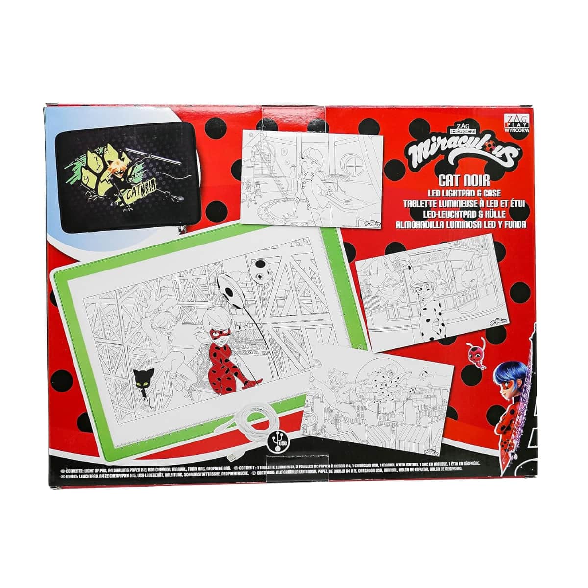 Miraculous Cat Noir Portable LED A4 Light Pad Drawing Kit Girls, 5-7 Years