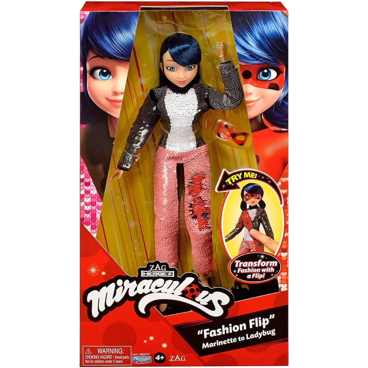 Miraculous Fashion Flip Marinette to Ladybug Transforming Doll Girls, 5-6 Years