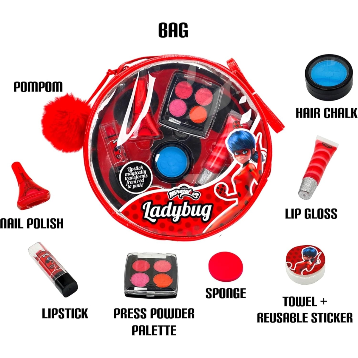Miraculous Ladybug 10-in-1 Cosmetics Set Girls, 3-4 Years