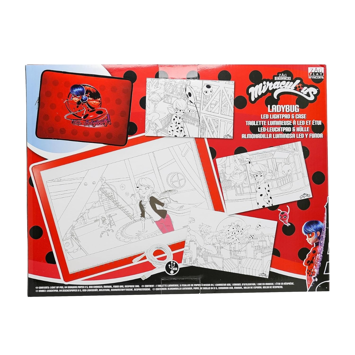 Miraculous Ladybug Portable LED A4 Light Pad Drawing Kit Girls, 5-7 Years