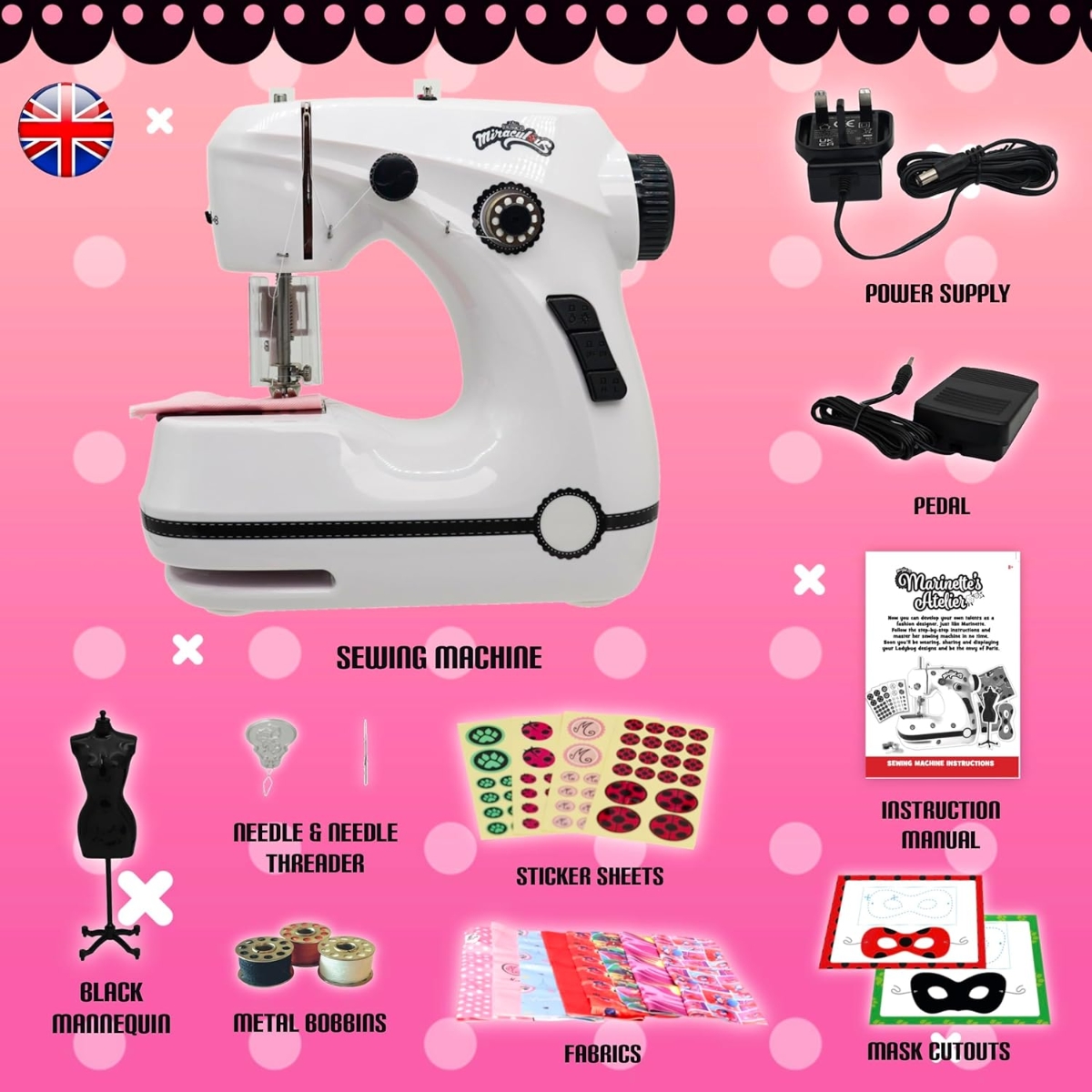 Miraculous Marinette Mini Sewing Machine Girls, 5-7 Years