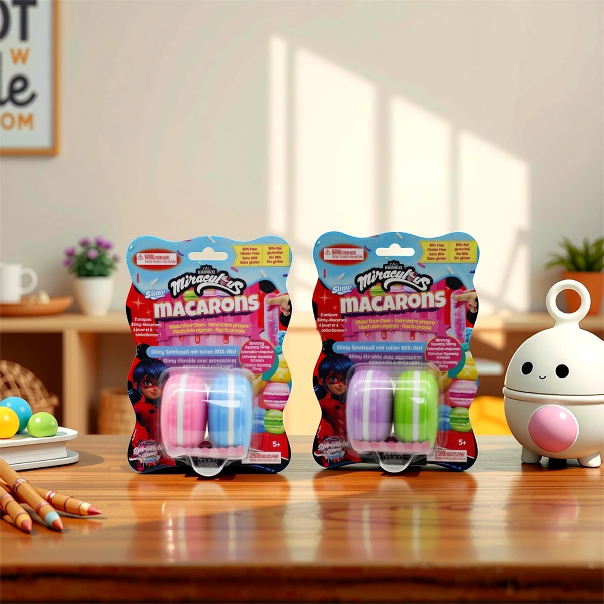 ميراكولوس مجموعة سلايم ماكرون متنوعة للبنات، 5-7 سنوات، مجموعة من 2