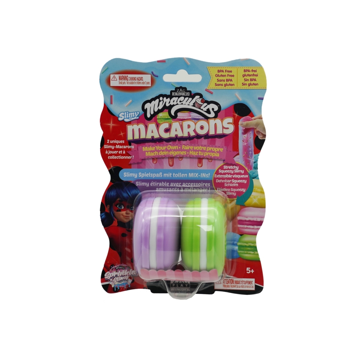 ميراكولوس مجموعة سلايم ماكرون متنوعة للبنات، 5-7 سنوات، مجموعة من 2