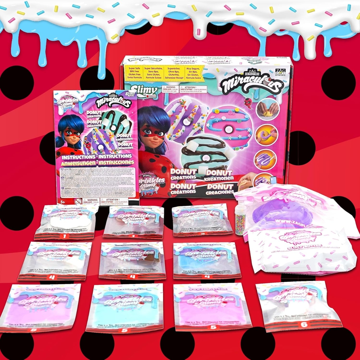 Miraculous Sprinkles n' Slimy Donuts Creations Slime Kit Girls, 5-7 Years