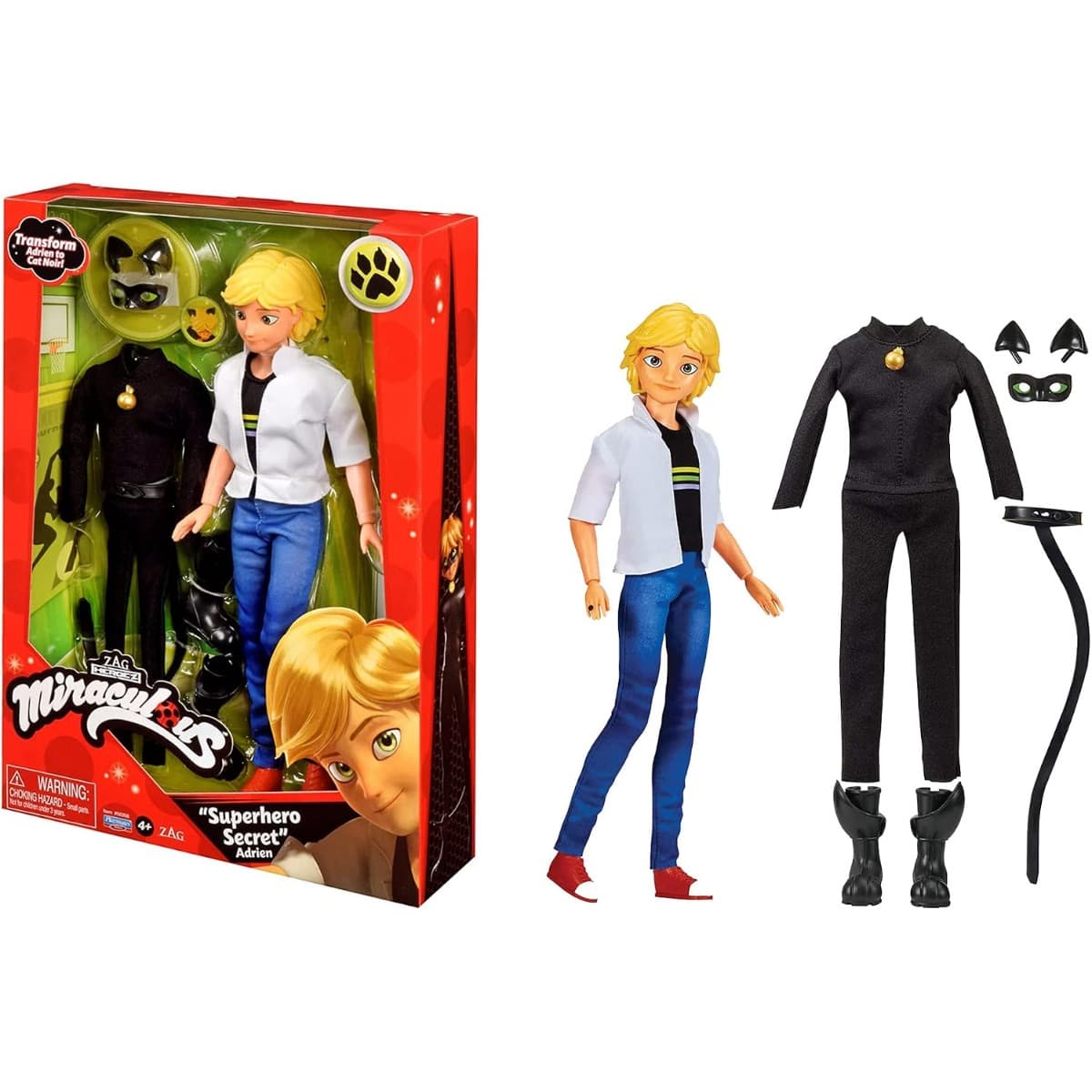 Miraculous Superhero Secret Adrien Fashion Doll Unisex, 5-6 Years