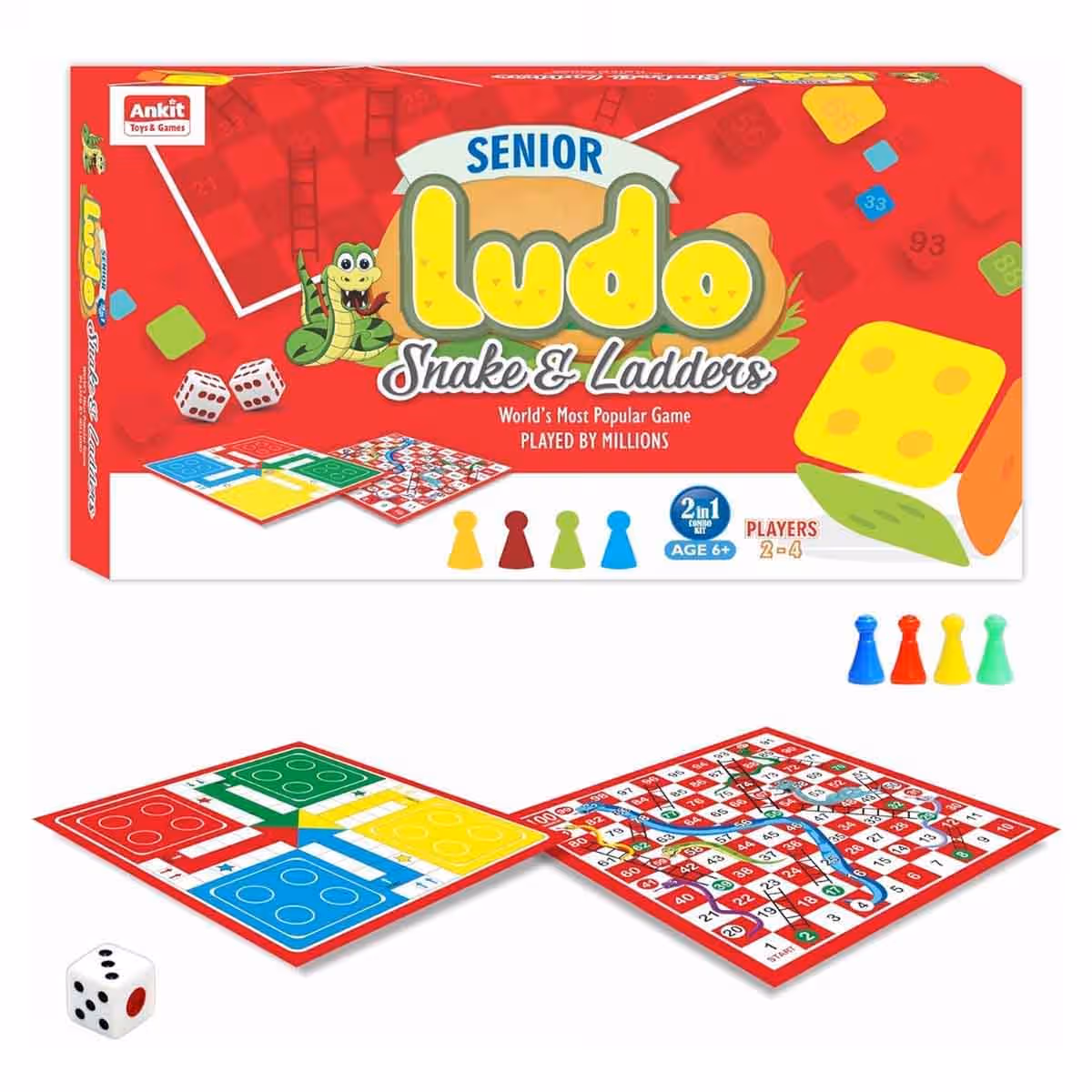 Monopoly Card & Classic Board Game with Ankit Toys Ludo Snake & Ladders Board Game Bundle Pack Unisex, 8-10 Years
