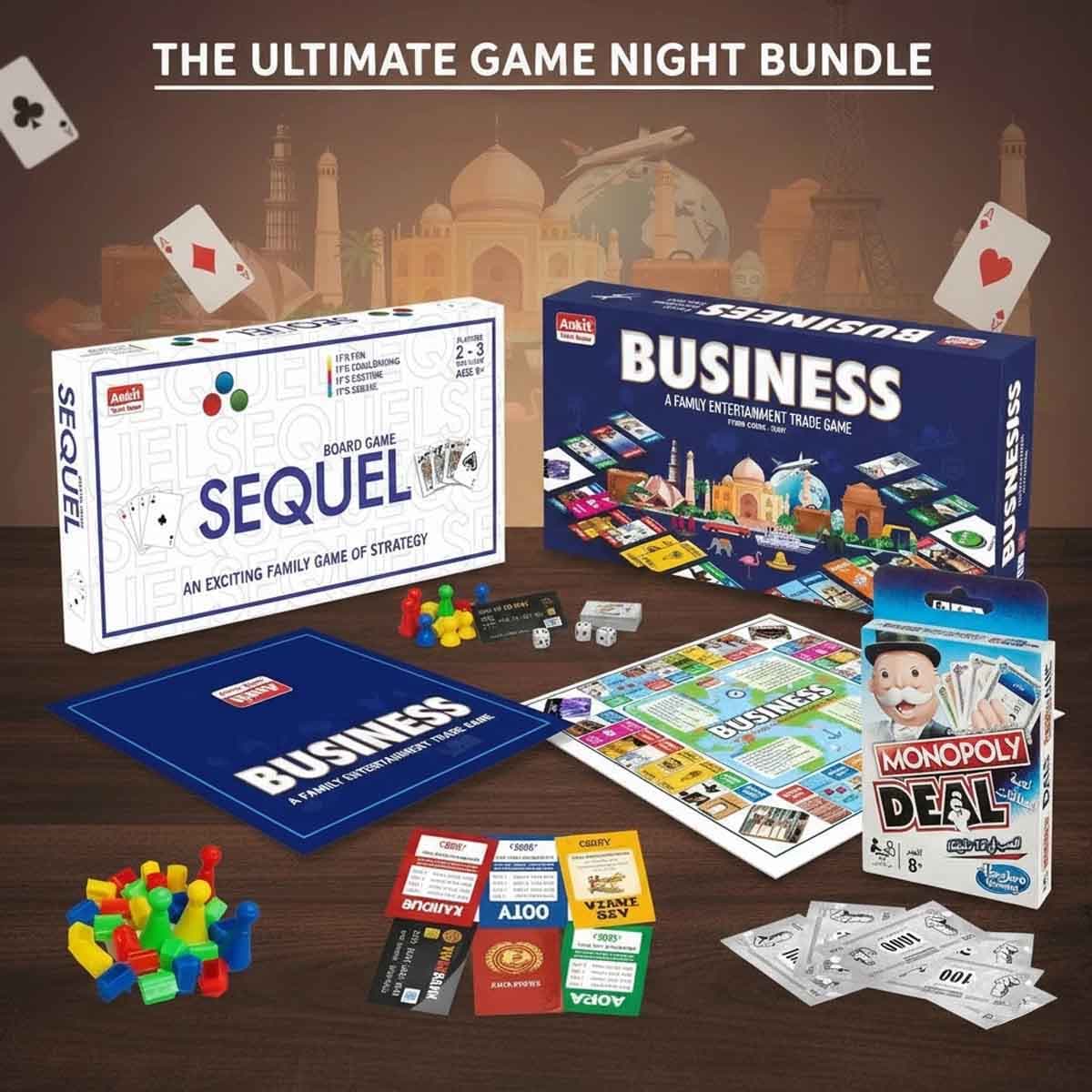 Monopoly Card Game with Ankit Toys Sequel Jumbo & Business Board Game Bundle Pack Unisex, 5-7 Years
