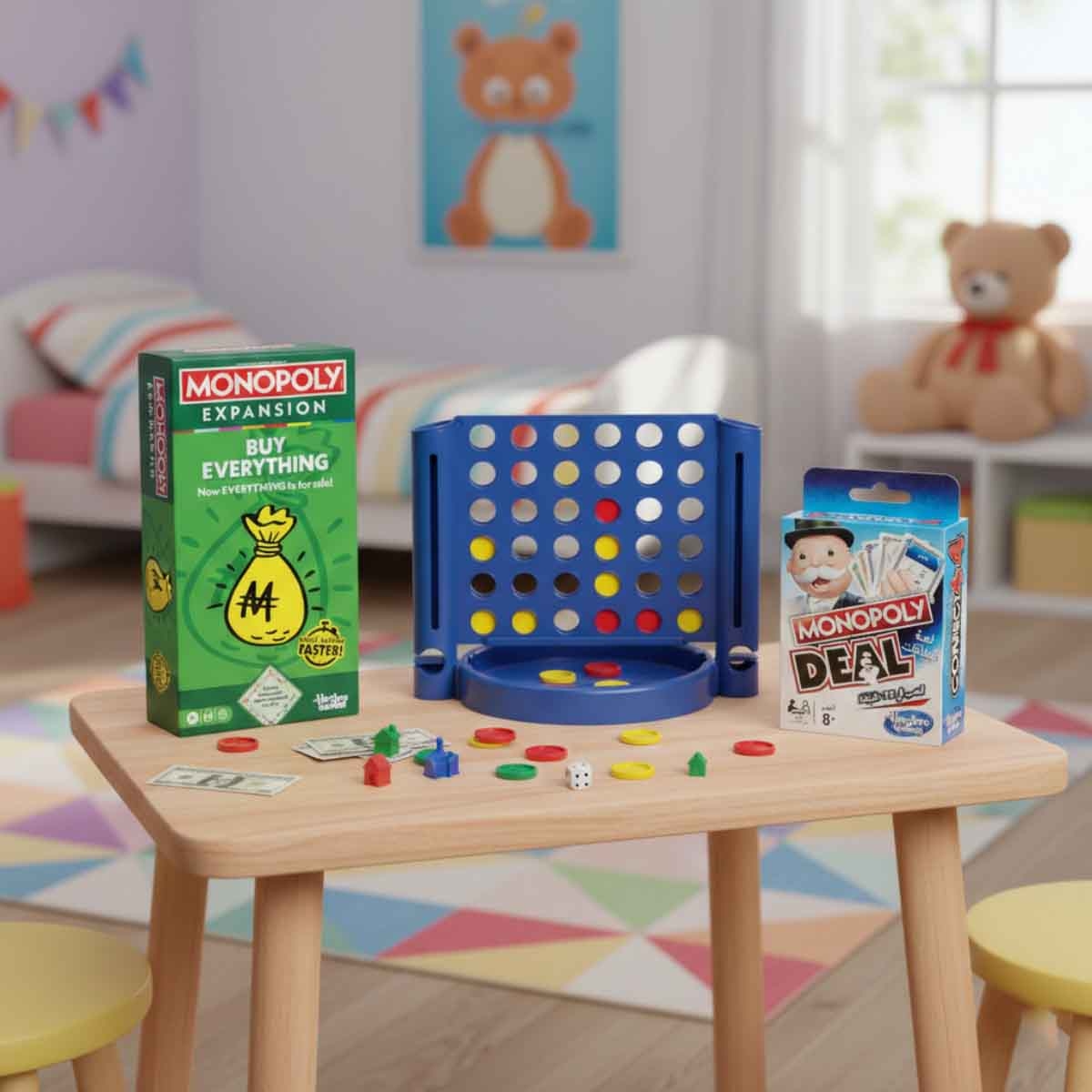 Monopoly Deal Arabic & Buy Everything with Hasbro Gaming Connect 4 Grab & Go Board Game Bundle Unisex, 8-10 Years
