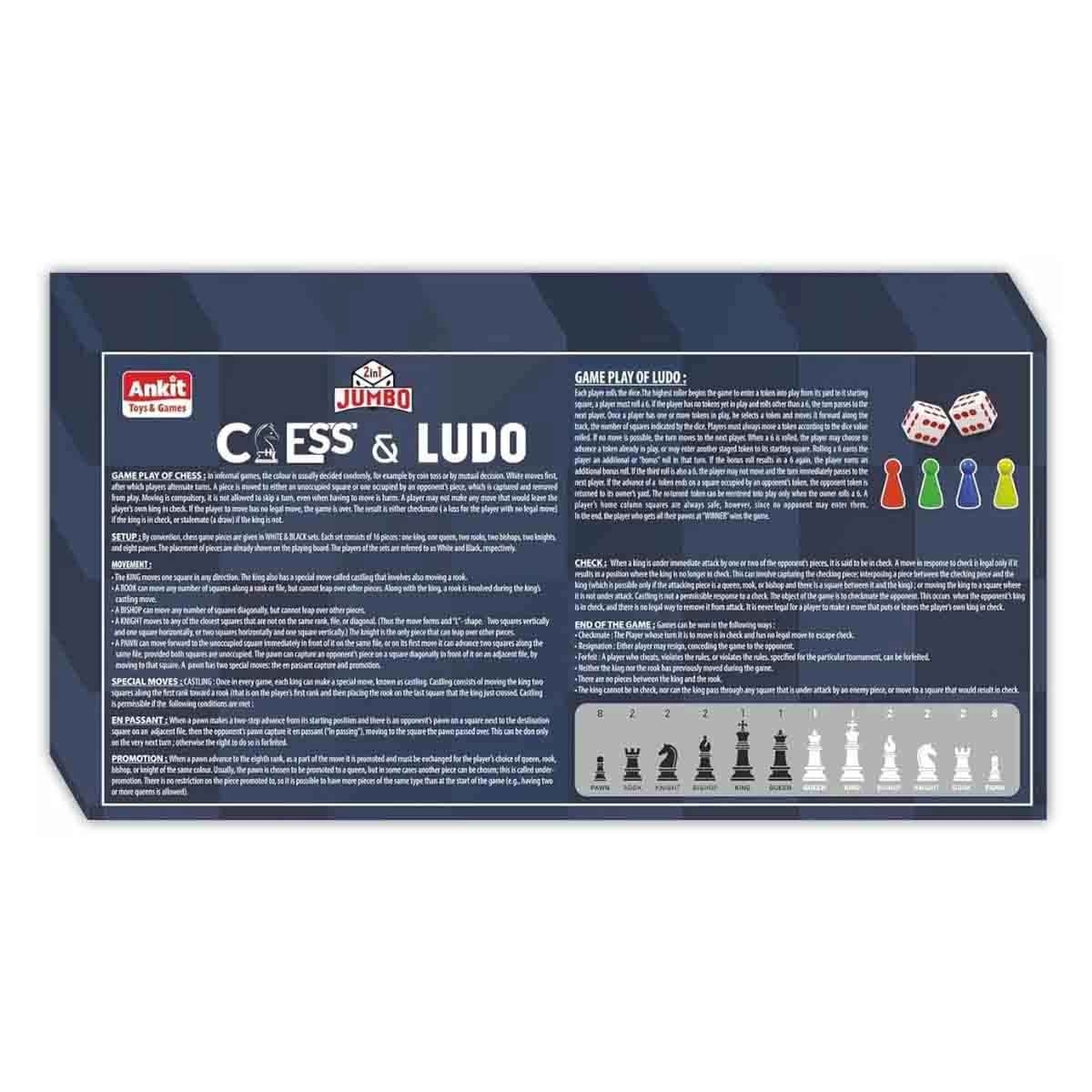 Monopoly Stitch Game with Ankit Toys Jumbo Chess & Ludo Board Game Bundle Unisex, 8-10 Years