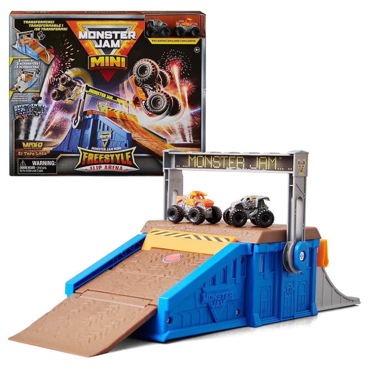 Monster Jam Mini Freestyle Flip Arena Playset Unisex, 3-4 Years