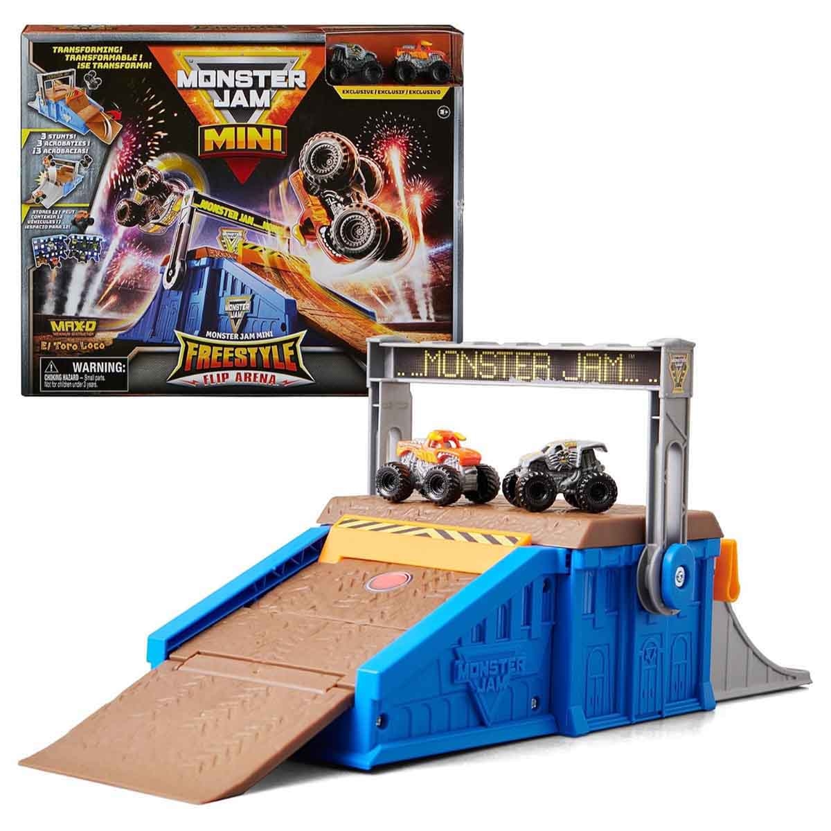 Monster Jam Mini Freestyle Flip Arena Playset Unisex, 3-4 Years