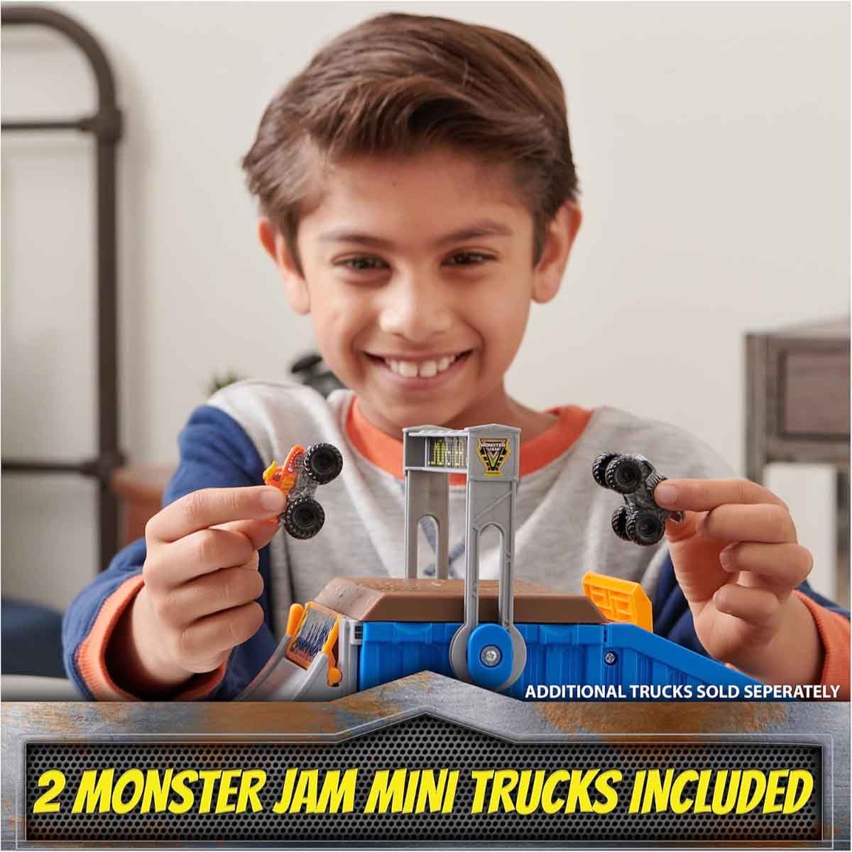 Monster Jam Mini Freestyle Flip Arena Playset Unisex, 3-4 Years
