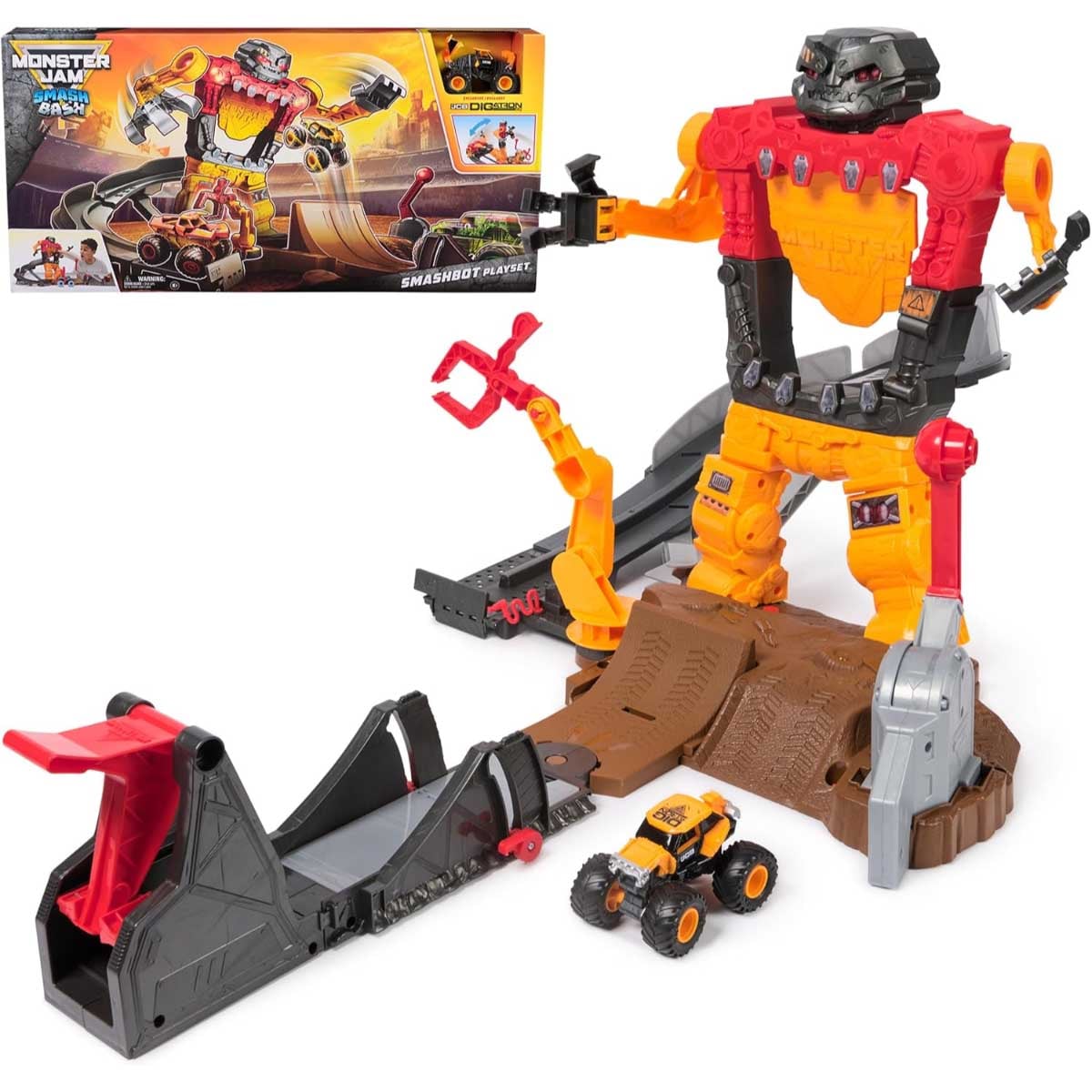 Monster Jam Smash & Bash Smashbot 1:64 Scale Monster Truck Playset Boys, 3-4 Years