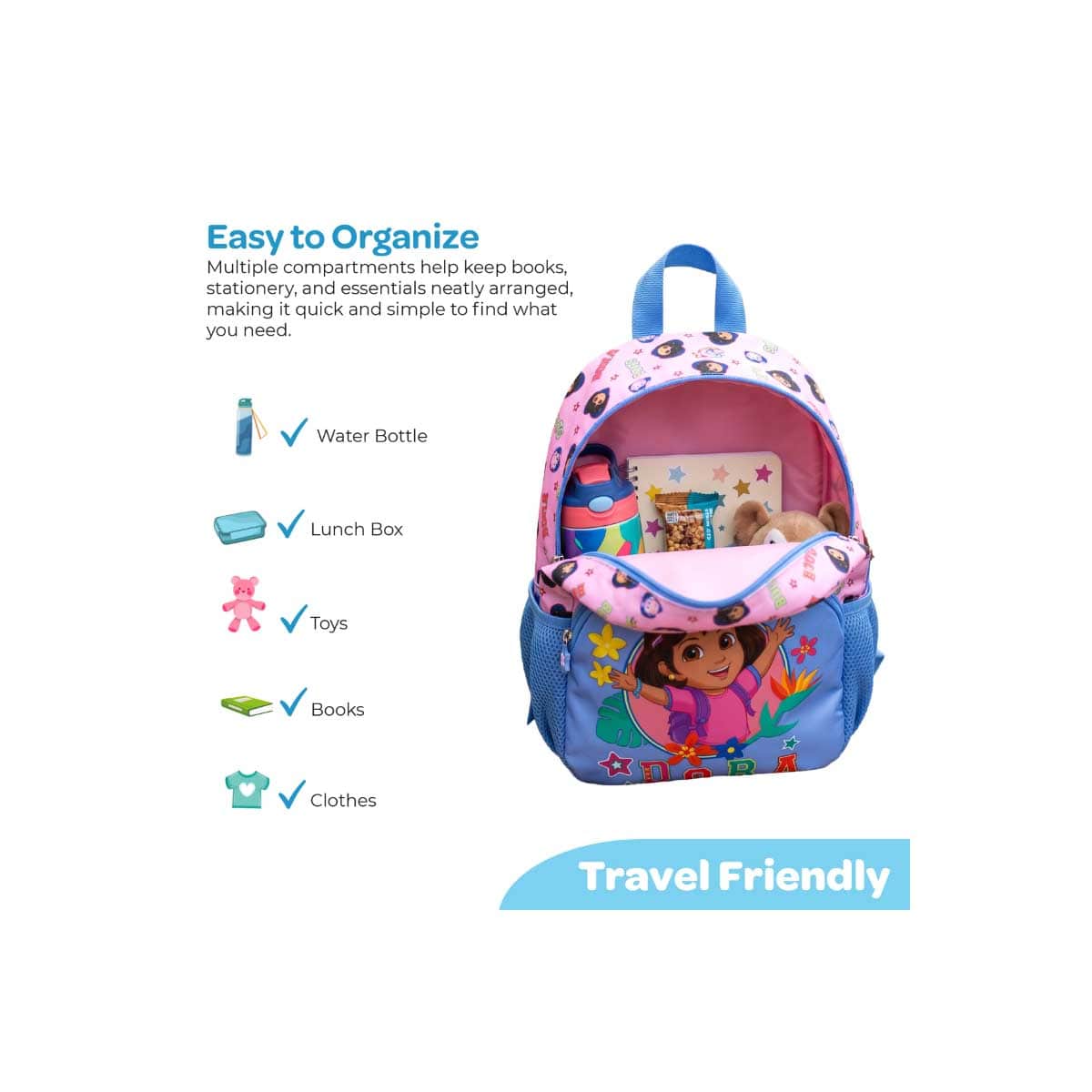 Moon 13" Dora the Explorer 3-in-1 Backpack + Lunch Bag + Pencil Case Set