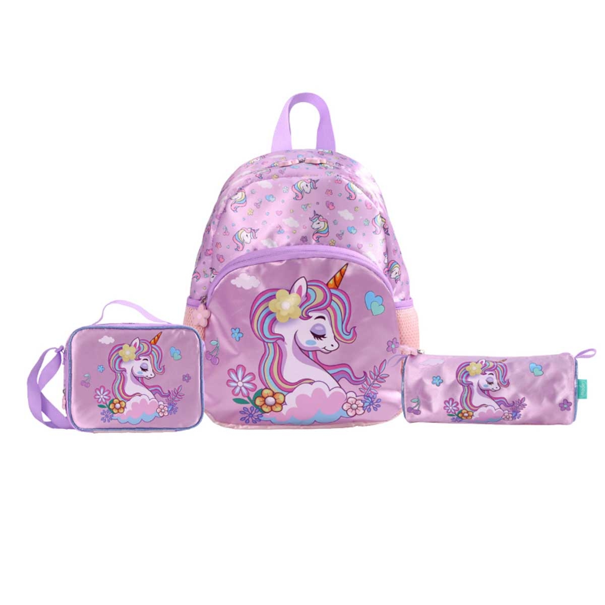 Moon 13" Unicorn 3-in-1 Purple Backpack + Lunch Bag + Pencil Case Set