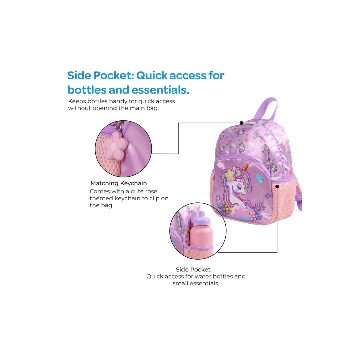 Moon 13" Unicorn 3-in-1 Purple Backpack + Lunch Bag + Pencil Case Set
