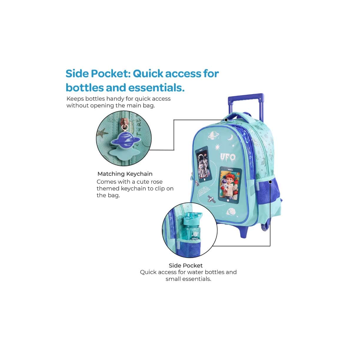 Moon 16" Astronaut 3-in-1 Trolley Backpack + Lunch Bag + Pencil Case Set
