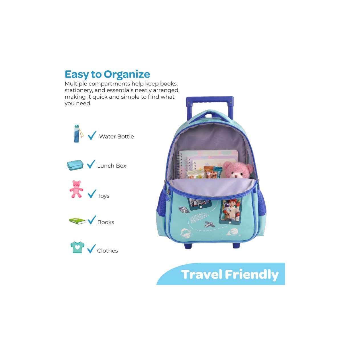 Moon 16" Astronaut 3-in-1 Trolley Backpack + Lunch Bag + Pencil Case Set