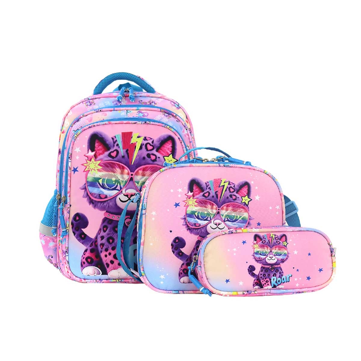 Moon 16" Cat 3-in-1 Backpack + Lunch Bag + Pencil Case Set