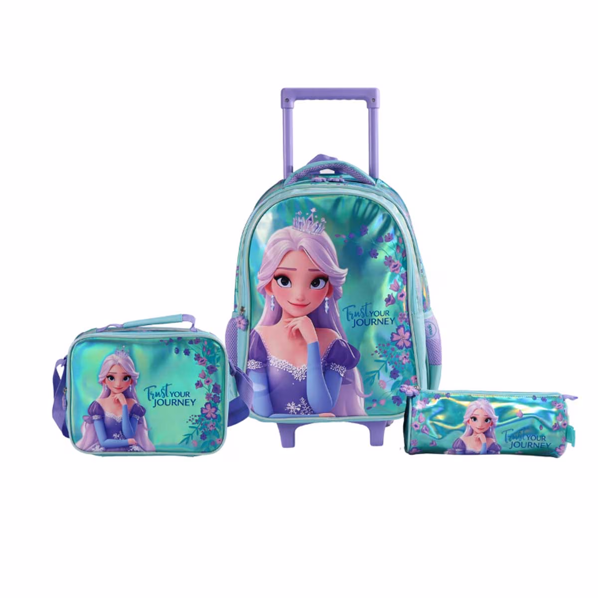 Moon 16" Elsa 3-in-1 Trolley Backpack + Lunch Bag + Pencil Case Set
