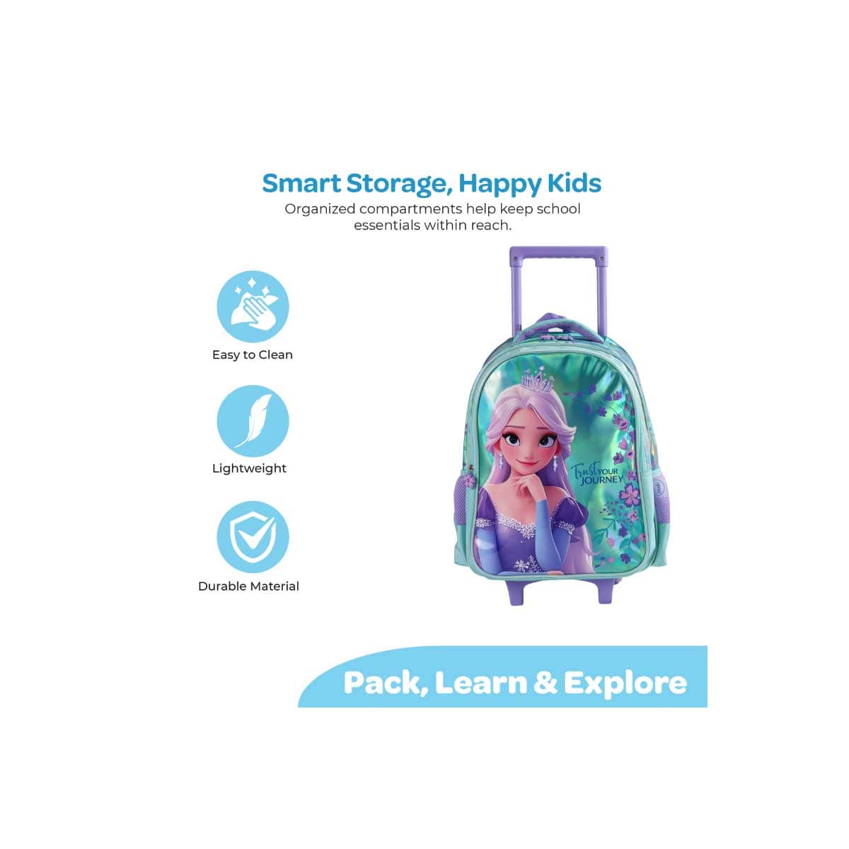 Moon 16" Elsa 3-in-1 Trolley Backpack + Lunch Bag + Pencil Case Set