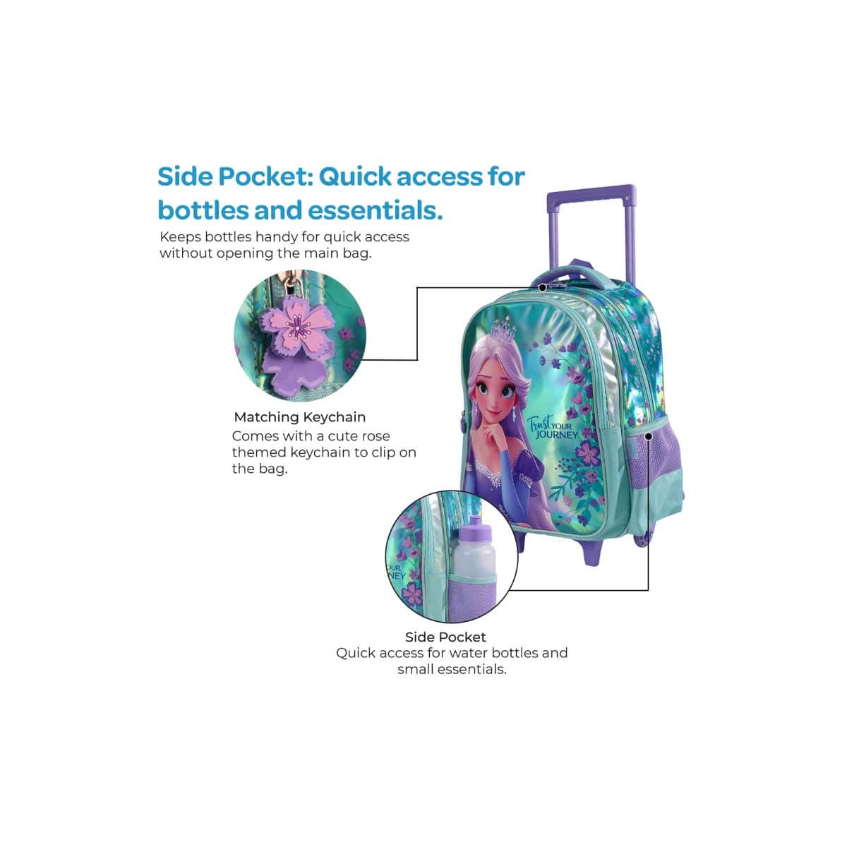 Moon 16" Elsa 3-in-1 Trolley Backpack + Lunch Bag + Pencil Case Set