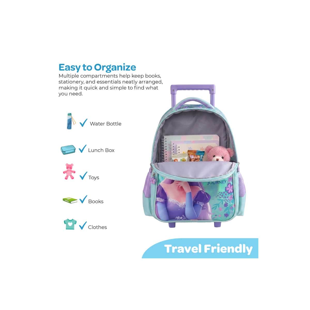 Moon 16" Elsa 3-in-1 Trolley Backpack + Lunch Bag + Pencil Case Set