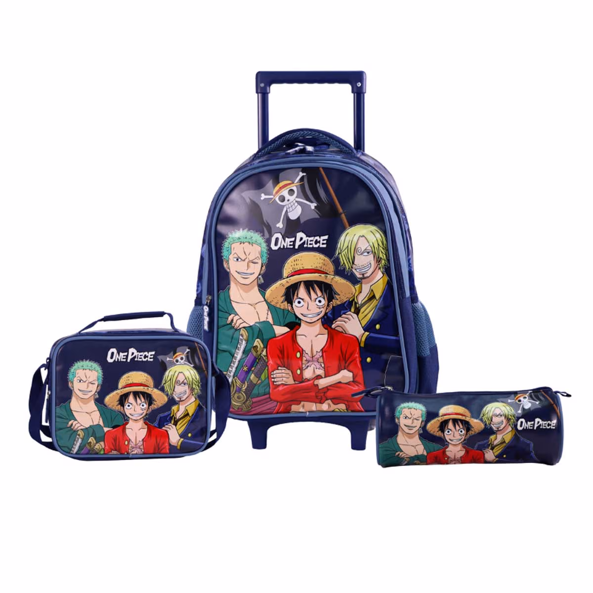 Moon 16" One Piece Blue 3-in-1 Trolley Backpack + Lunch Bag + Pencil Case Set