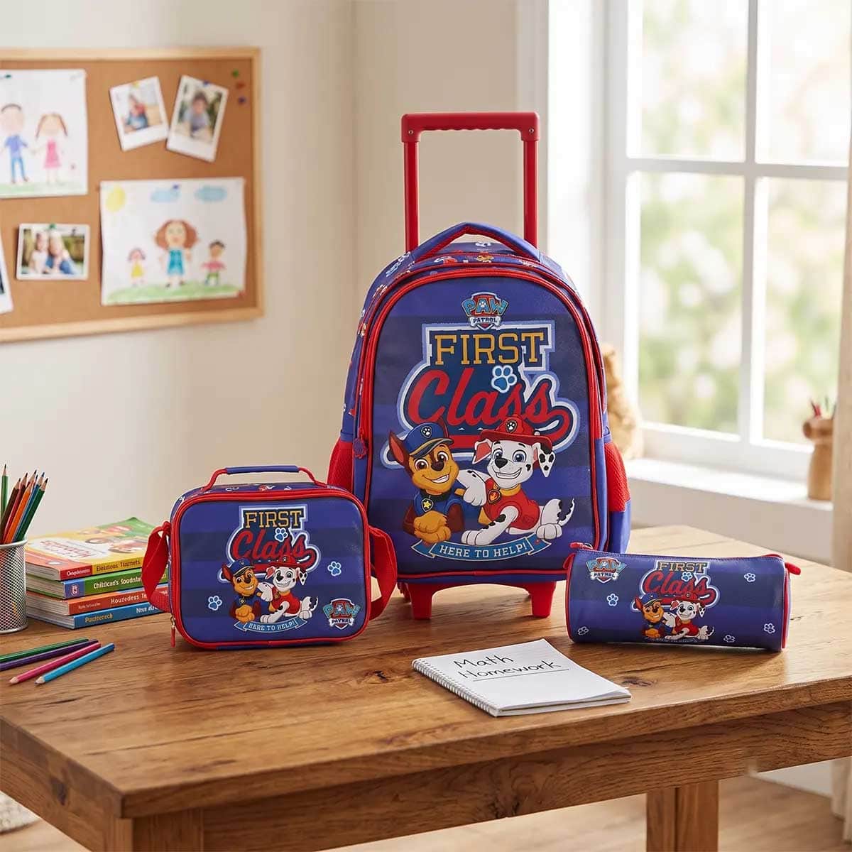 Moon 16" Paw Patrol First Class 3-in-1 Trolley Backpack + Lunch Bag + Pencil Case Set