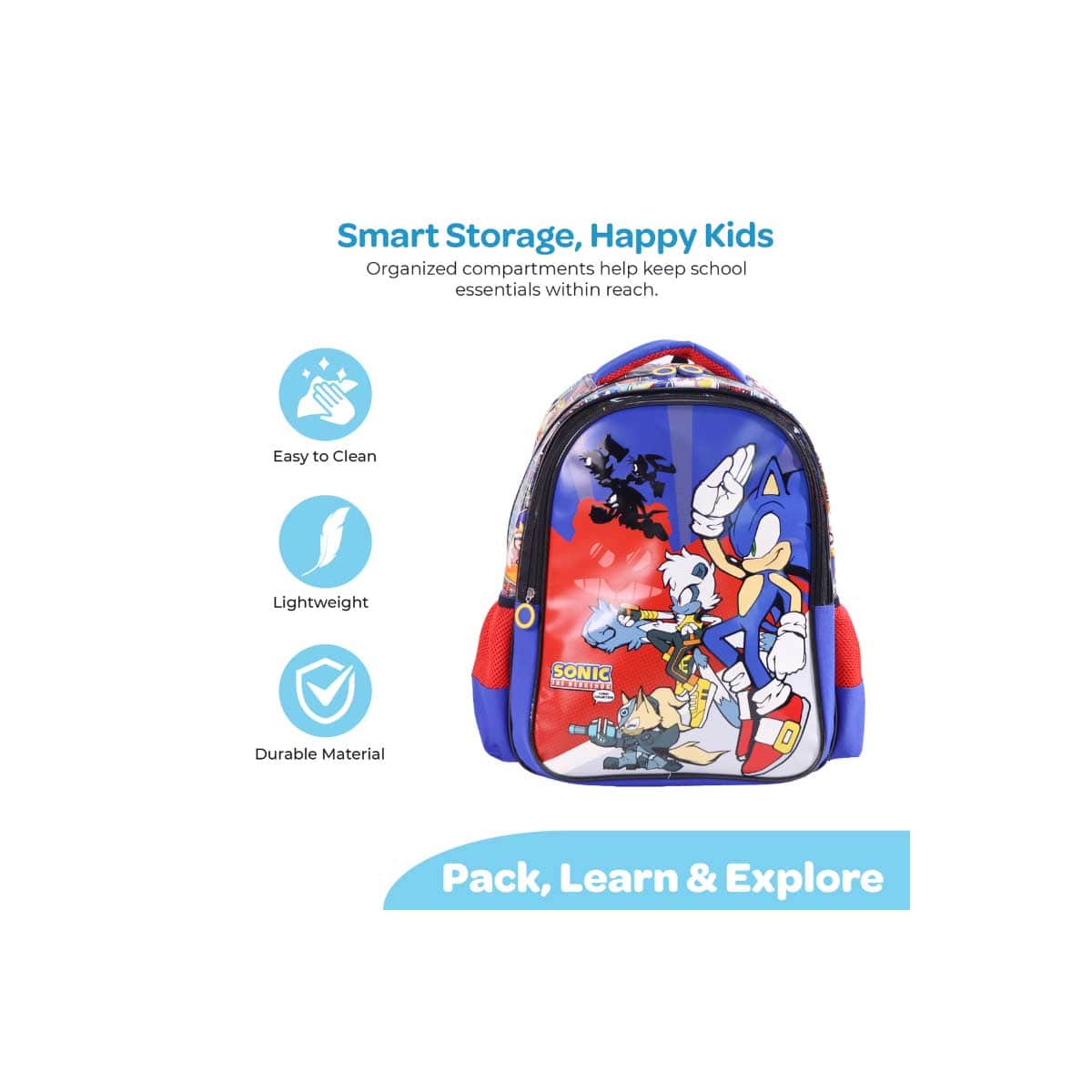 Moon 16" Sonic the Hedgehog 3-in-1 Backpack + Lunch Bag + Pencil Case Set