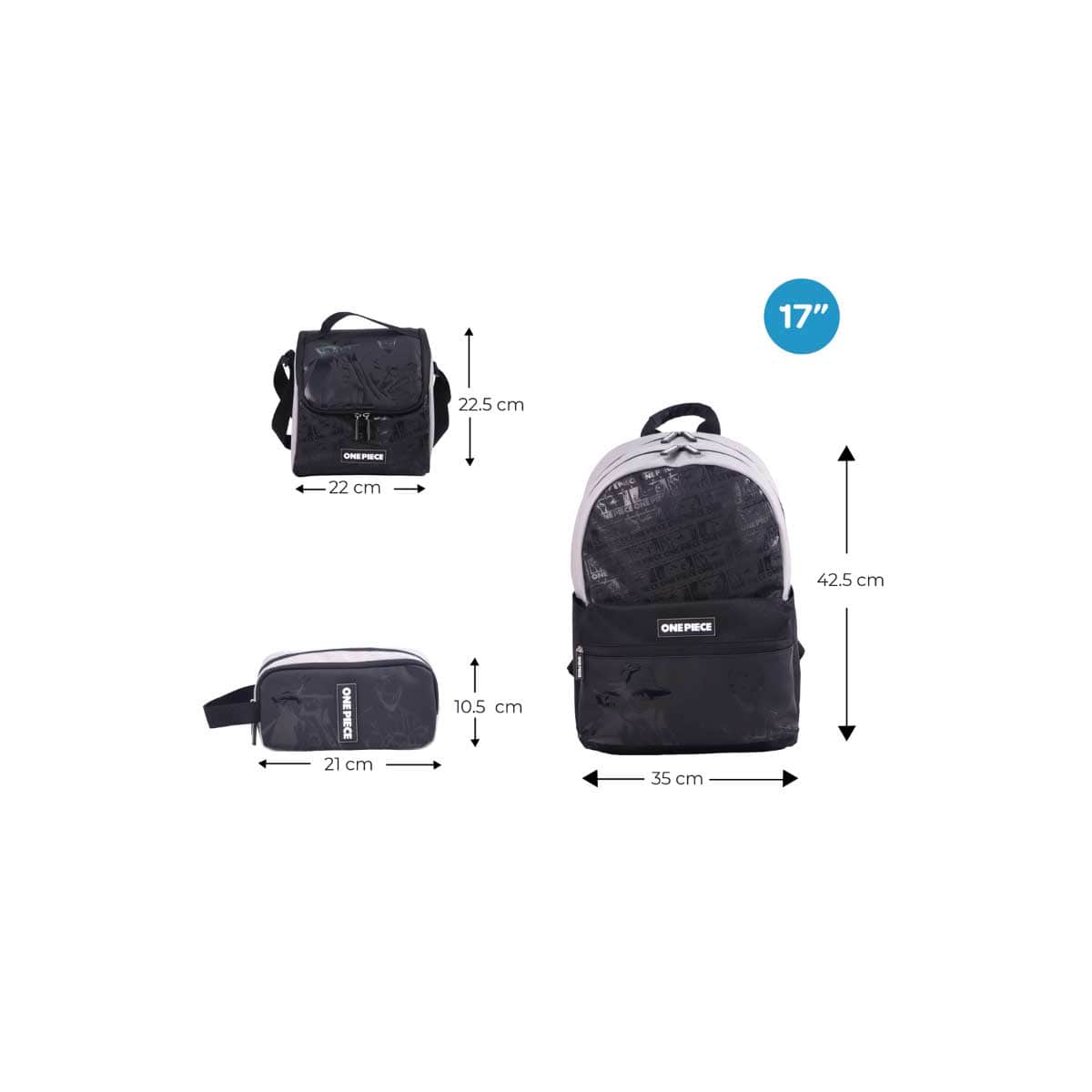 Moon 17" One Piece 3-in-1 Backpack + Lunch Bag + Pencil Case Set