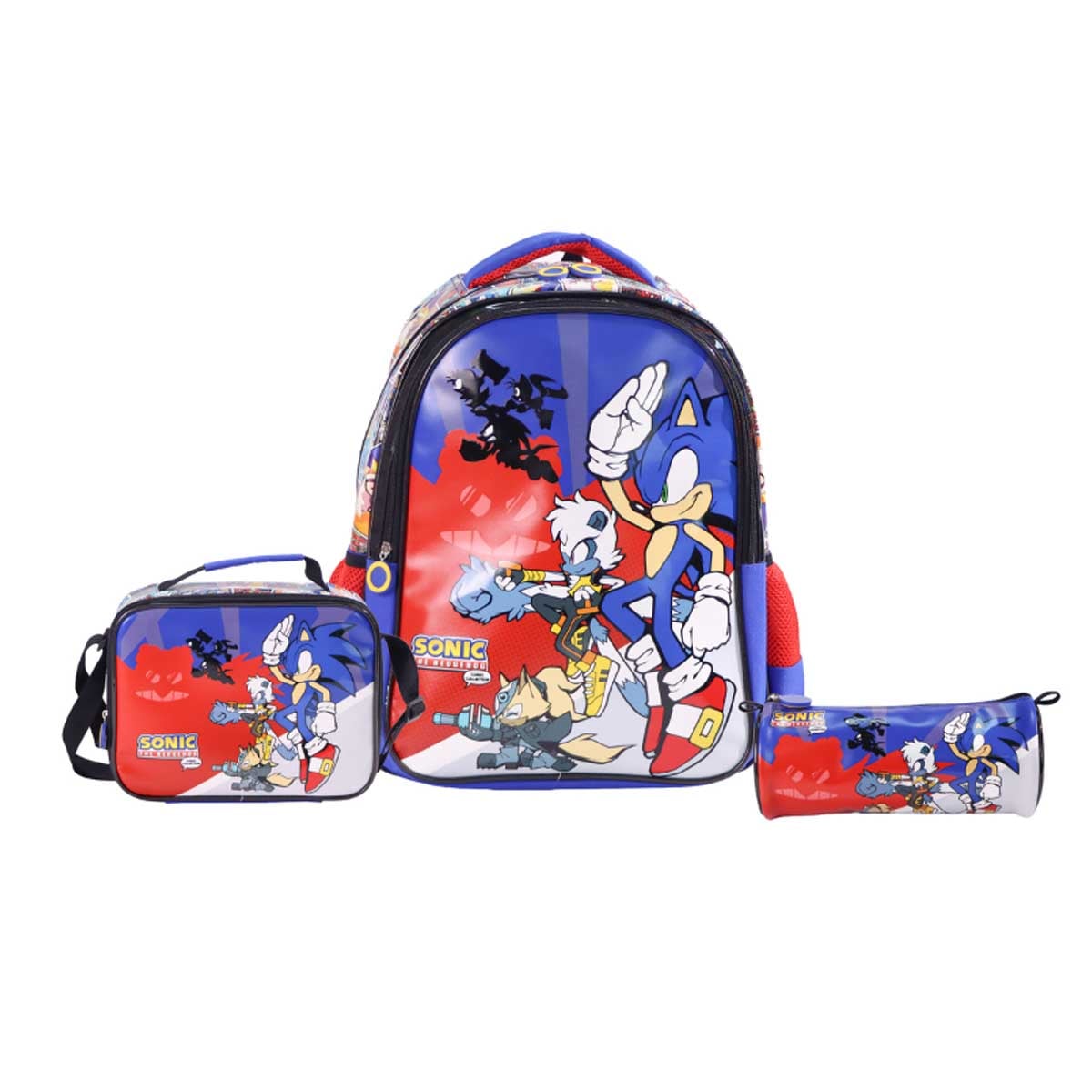 Moon 17" Sonic 3-in-1 Backpack + Lunch Bag + Pencil Case Set