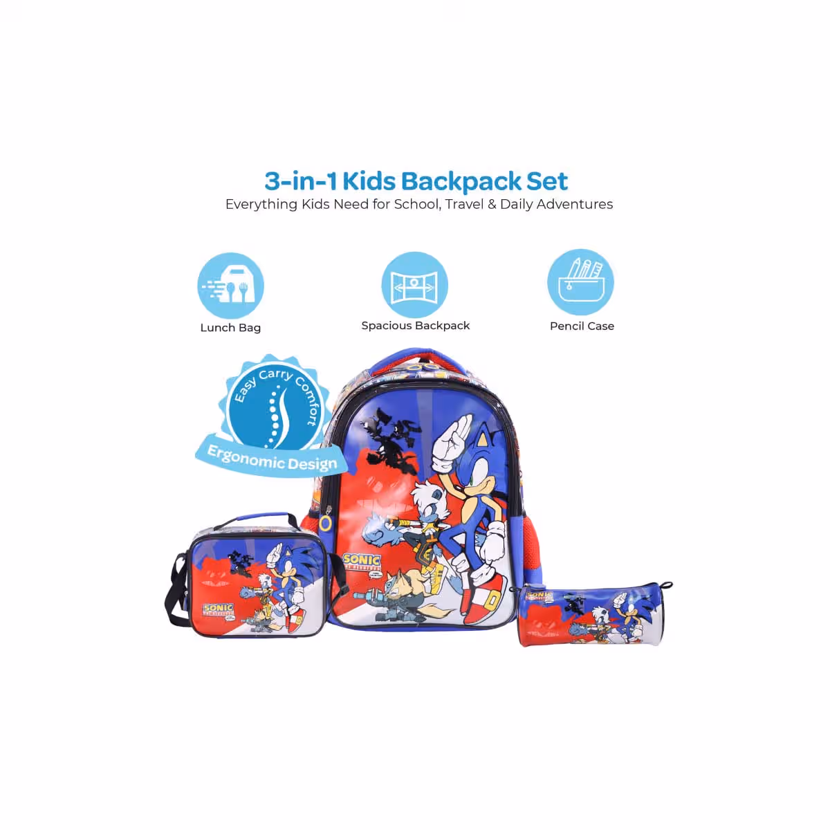 Moon 17" 3-in-1 Backpack + Lunch Bag + Pencil Case Set