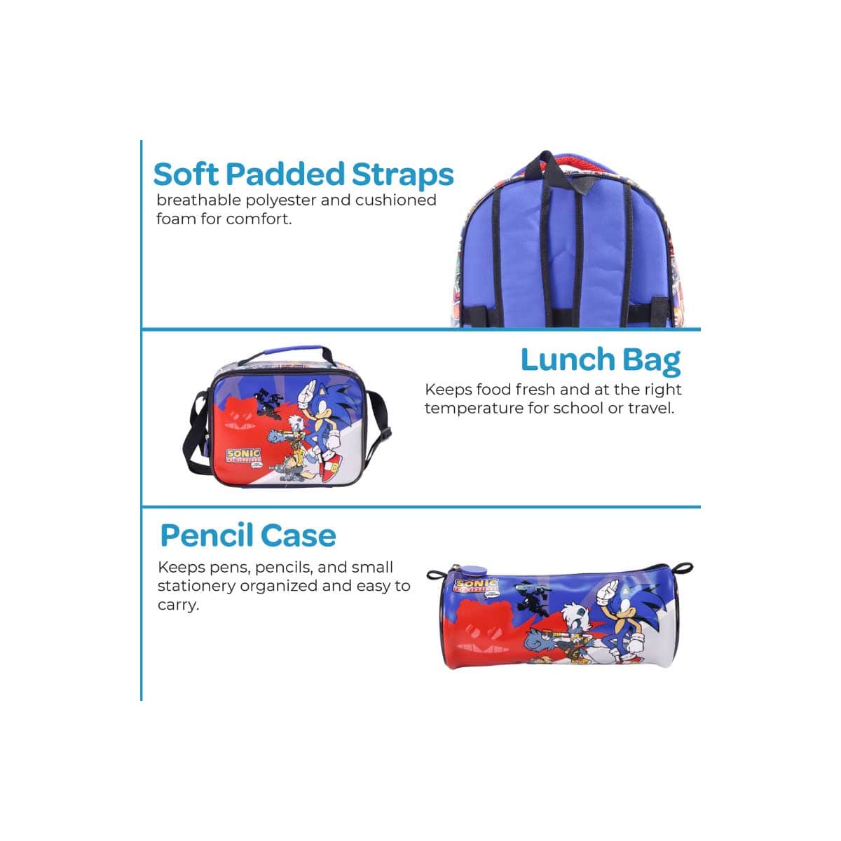 Moon 17" 3-in-1 Backpack + Lunch Bag + Pencil Case Set