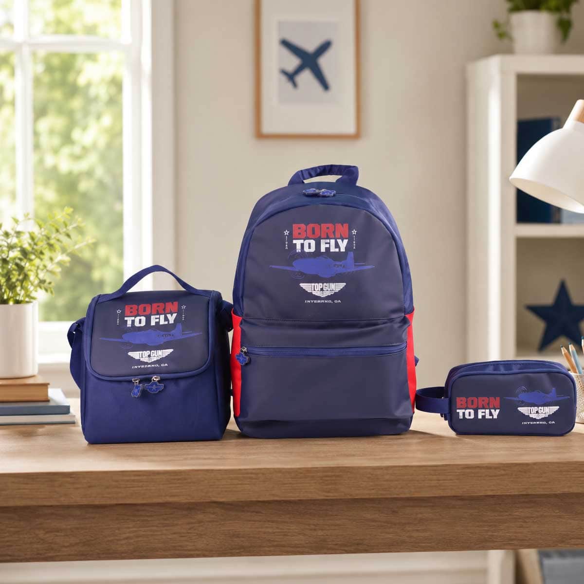 Moon 17" Blue 3-in-1 Backpack + Lunch Bag + Pencil Case Set