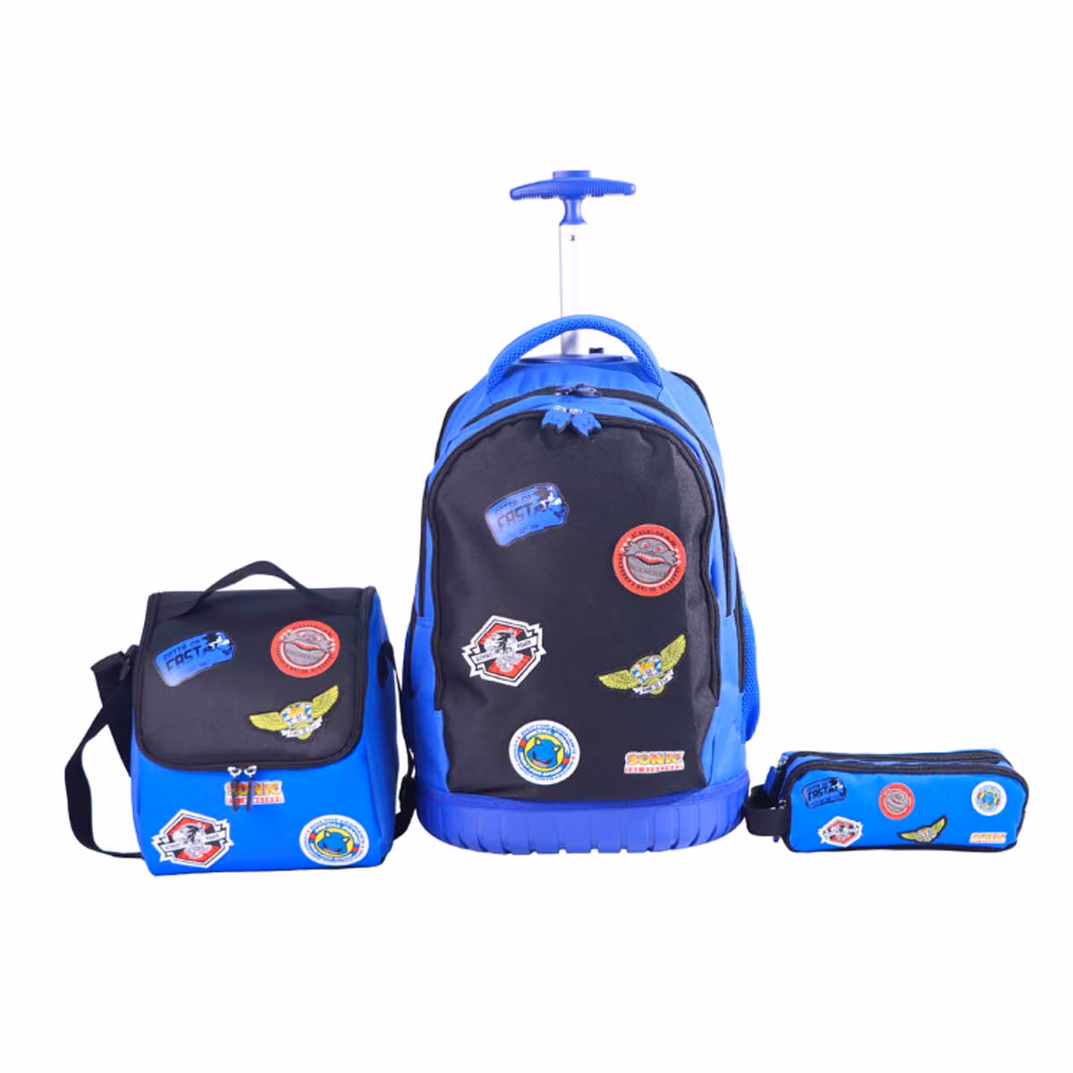 Moon 18" Licensed Sonic the Hedgehog 3-in-1 Trolley Backpack + Lunch Bag + Pencil Case Set
