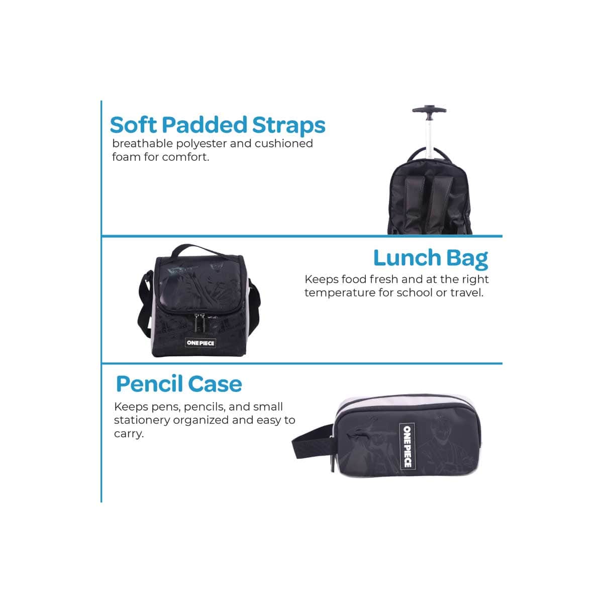 Moon 18" One Piece 3-in-1 Trolley Backpack + Lunch Bag + Pencil Case Set